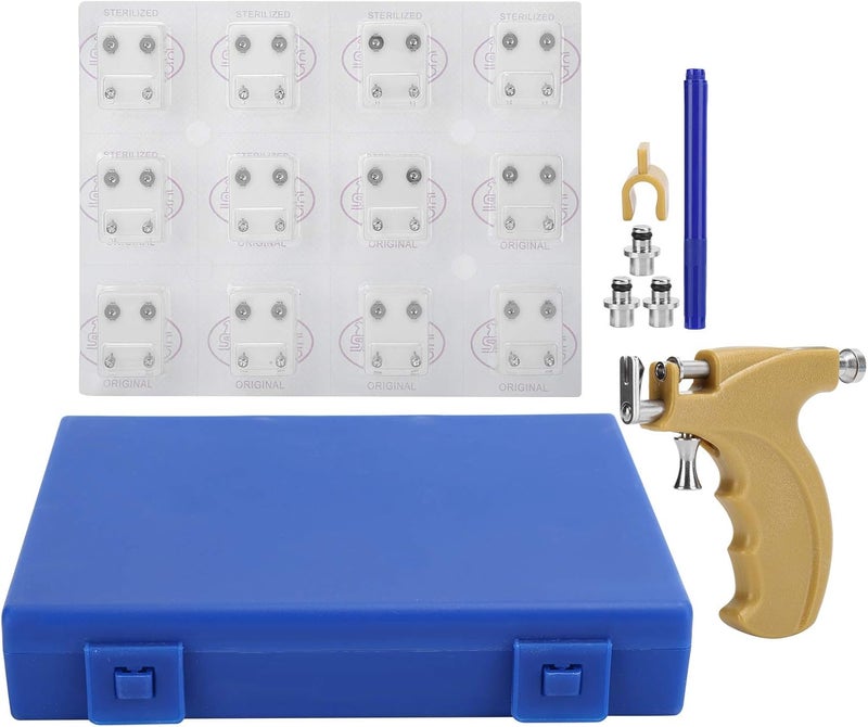 Professional Stainless Steel Body Piercing Gun Nose Navel Ear Piercing Instrument Tool Kit for Home Salon Use Plastic + Stainless Steel Material - Image 1