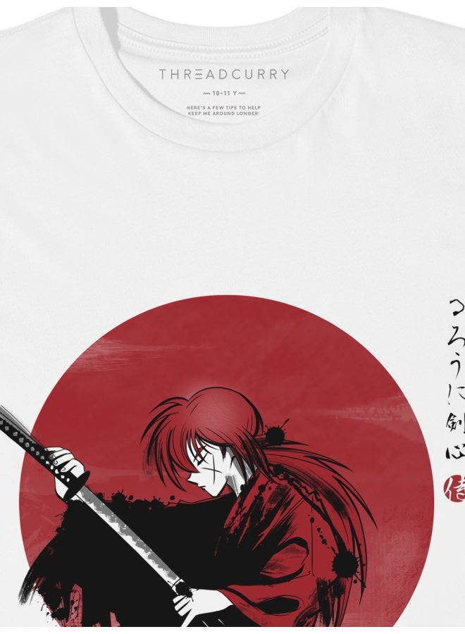 THREADCURRY She Samurai Anime Manga Fun Comic Cotton Graphic Printed Tshirt for Boys