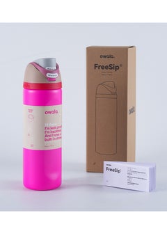 FreeSip Insulated Stainless Steel Water Bottle with Straw for Sports and Travel, BPA-Free, 24-Ounce, Pink