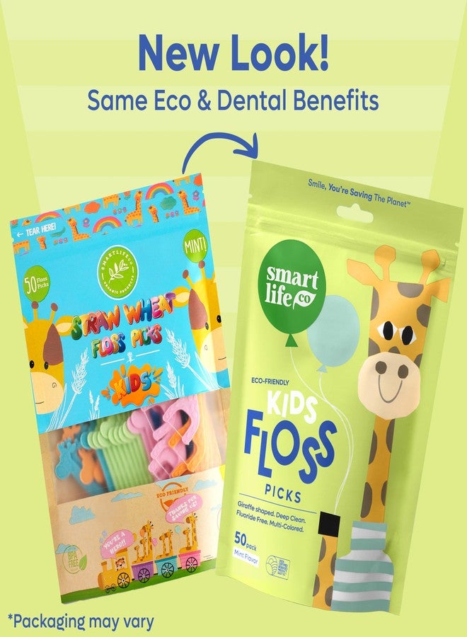 SmartLifeco Eco-Friendly Kids Flossers (100ct - The Original Straw Wheat Dental Floss Picks for Children, Fluoride & PFA Free, Toothpick Flossing Sticks for Toddlers Teeth, No Shred Thread, Mint - Image 2