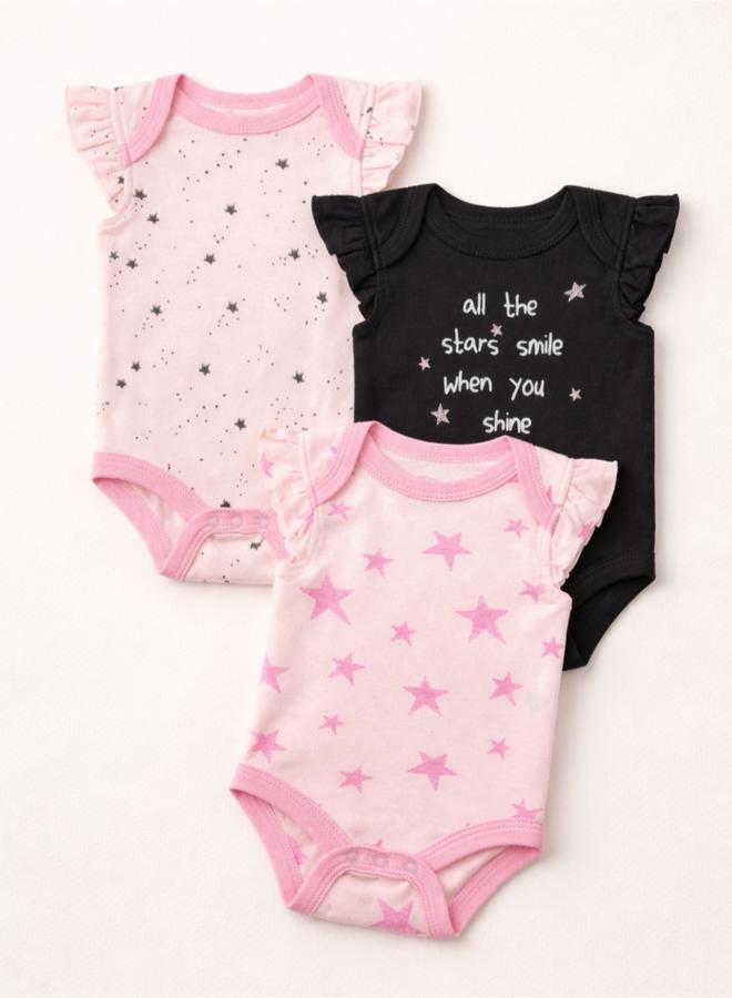 Luna & Lily Pack of 3 -Starburst Frill Sleeve Bodysuit - Image 1