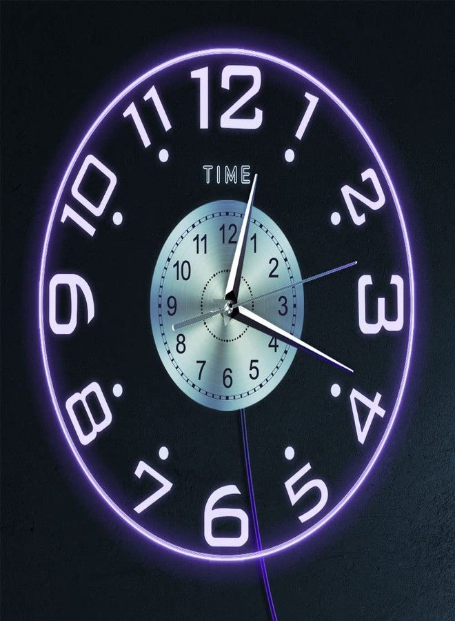 Timethink Modern 12'' LED Lighted Wall Clock, Silent Quartz Night Light Clock with 7 Luminous Modes, Big Numbers Wall Decor for Living Room Bedroom, Red, Green, Blue, White, Cyan, Purple, Yellow - Image 1