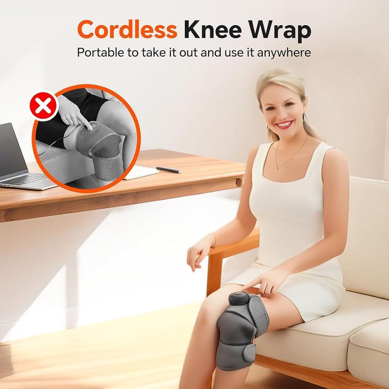 AMINAC Cordless Knee Massager with Heat and Vibration, Heated Knee Brace for Arthritis Pain Relief, Rechargeable Heating Pad Wrap for Knee Shoulder Elbow Joint, Gifts for Men and Women - Image 5