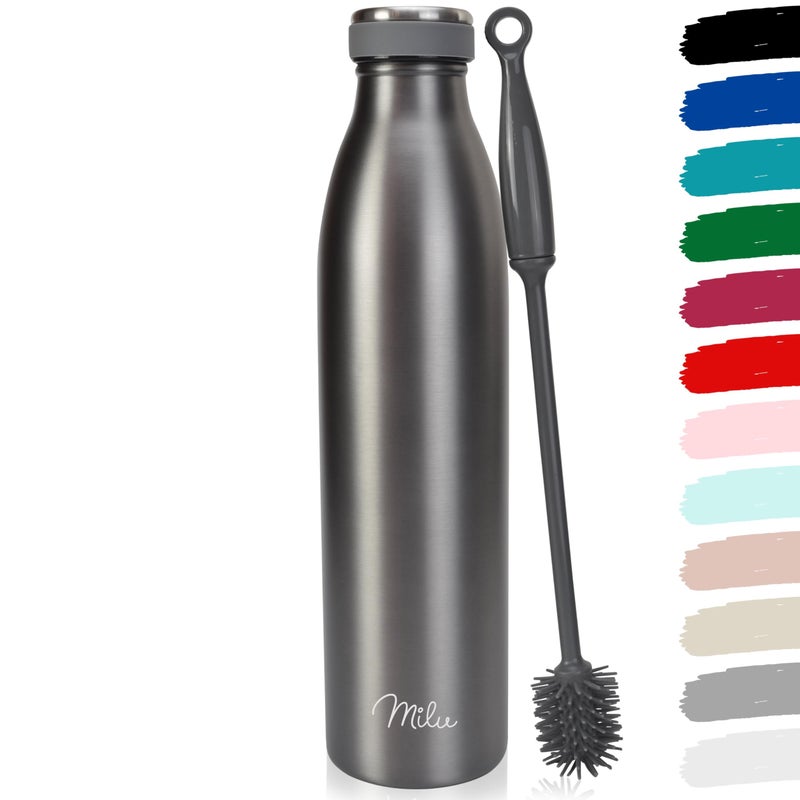 Milu Stainless Steel Drinking Bottle 1500 ml  Insulated Thermo Flask for Water  Leak Proof Insulated and Double Walled Carbonated Granite Grey 15L
