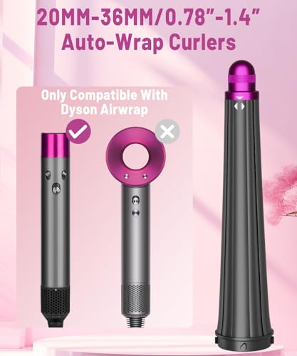 PUREGUST 0.78in-1.4in Conical Long Barrels Attachment for Dyson Airwrap HS01 HS05 Accessories, 20MM-36MM Auto-Wrap Curling Iron Curlers for Professional Barrels Curl and Wave Curl Hair, Rose - Image 2