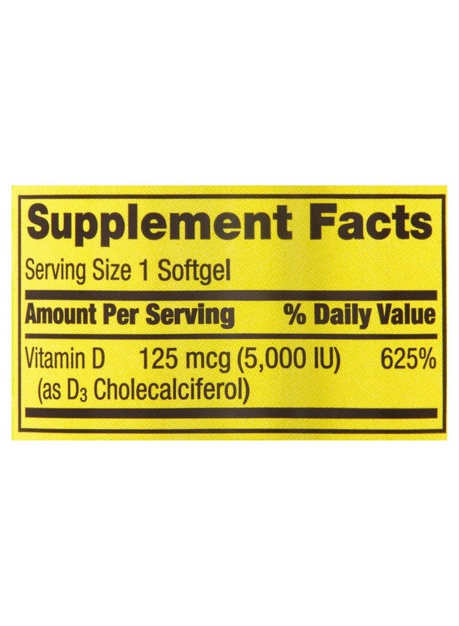 SPRING VALLEY Vitamin D3 Softgels 5000 Iu 250 Count Bottle - Image 2