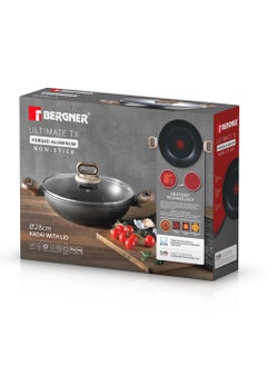 BERGNER ULTIMATE TX FORGED ALUMINUM KADAI + LID 28 CM WITH HEATDOT TECHNOLOGY, INDUCTION BOTTOM, GREY COLOR, BG36177GY  - Image 4