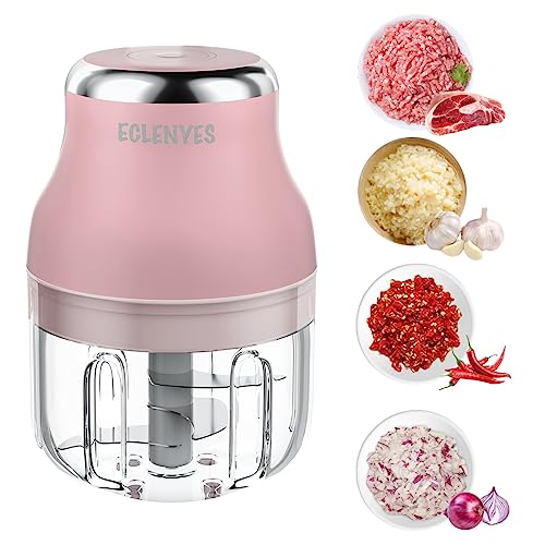 ECLENYES Vegetable Chopper, Electric Garlic Chopper, 250ML USB Rechargeable Mini Blender, Powerful Small Food Processor, Blender to Vegetable, Wireless Food Cutter for Ginger, Chili, Fruit, Meat, etc（Pink） - Image 1