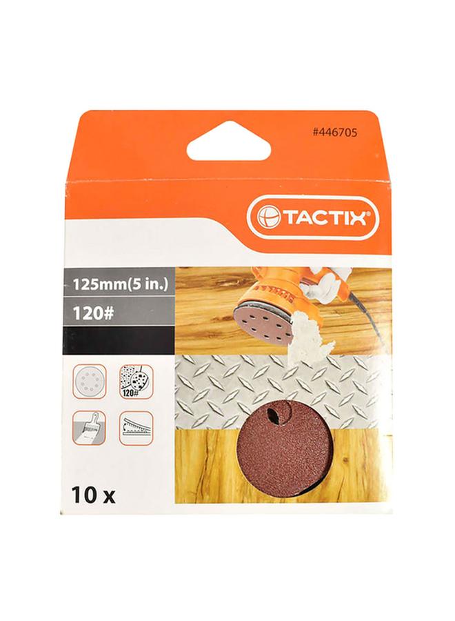 Tactix 10-Piece 120-Grit Sanding Disc Brown 125mm - Image 1