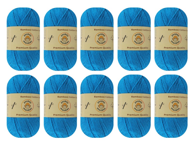 10Pack of Yonkey Monkey 500 Grams Yarn  70 Rayon derived from Bamboo 30 Cotton  Imported  Blue 9056