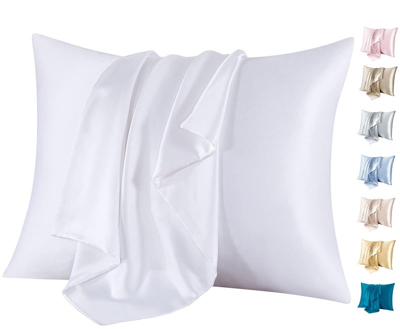 Jaciu 100 Mulberry Silk Pillow Cases Silk Pillowcases for Hair and Skin Both Side Real Silk Pillowcases Hidden Zipper 21 Momme Silk Pillow CoversWhite Standard20x261pcs