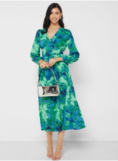 Blurred Floral Midi Wrap Dress - pzsku/Z512FEED3685EA0E53E92Z/45/_/1722889369/d40266ba-1ced-41ce-b43e-5450771f321f