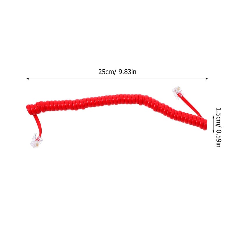 Red Coiled Telephone Cord for Landline Receiver 2 Pack Spiral Phone Cable - Image 3