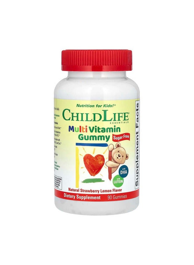 CHILDLIFE ESSENTIALS Multi Vitamin Gummy, Sugar Free, Natural Strawberry Lemon, 90 Gummies - Image 1