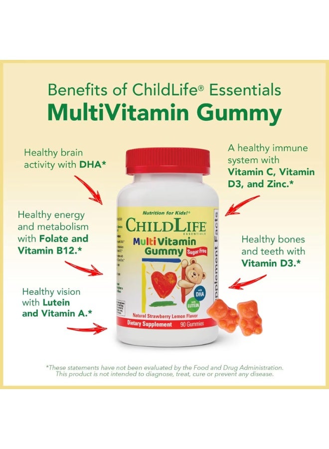 CHILDLIFE ESSENTIALS Multi Vitamin Gummy, Sugar Free, Natural Strawberry Lemon, 90 Gummies - Image 2