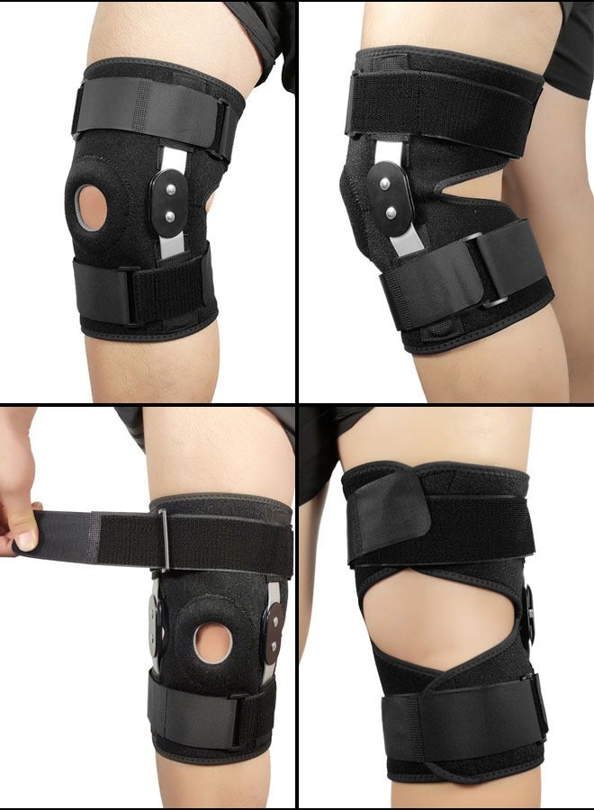 Hanayo Knee Brace Knee Support for Knee Pain Relief  Adjustable Knee Support for Men and Women with Side Stabilisers Bandage Knee with Velcro Fastening and Patella Opening Knee Brace for Sports and Everyday Use(Black) - Image 4