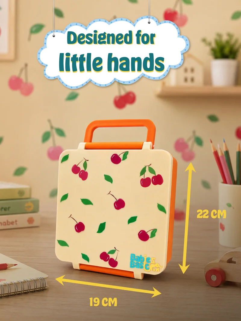 Babies Basic Babies Basic Insulated Bento Lunchbox with Stainless Steel Bottle, 3+ Years - Beige - Fruits