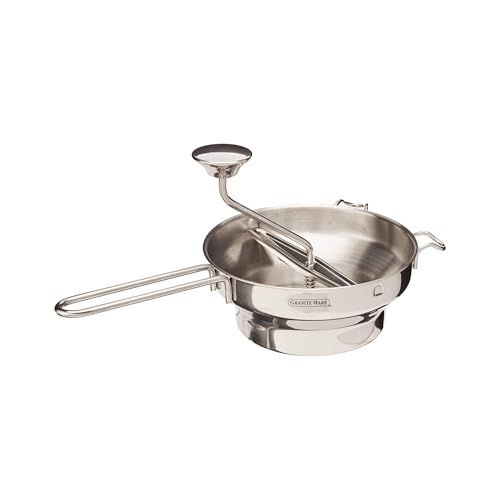 Granite Ware Granite Ware Stainless Steel Deluxe Food Mill  2Quart Durable and RustResistant  Hand Crank with 3 Interchangeable Discs for Purees Sauces Soups Baby Food Dishwasher Safe 
