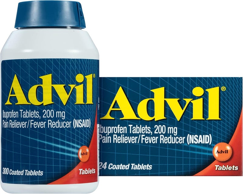 Advil أدفيل مسكن للألم وخافض للحرارة، دواء مسكن للألم مع إيبوبروفين 200 ملغ لصداع الرأس، آلام الظهر، آلام الدورة الشهرية وتخفيف آلام المفاصل - 300+24 قرص مغلف