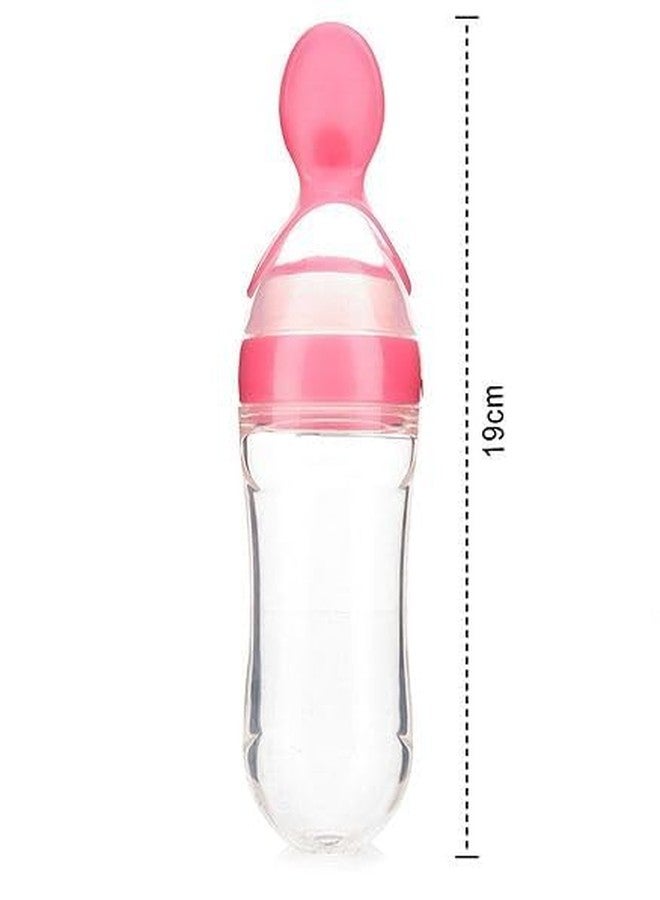 Profiklen ProfiKID Baby Squeezy Food Grade Silicone Bottle with Soft Silicon | Spoon | CeralacFeeder | Rice Paste Milk Food_Feeder 90 ML (Squeezy - Pink) (Pack of 1) - Image 5