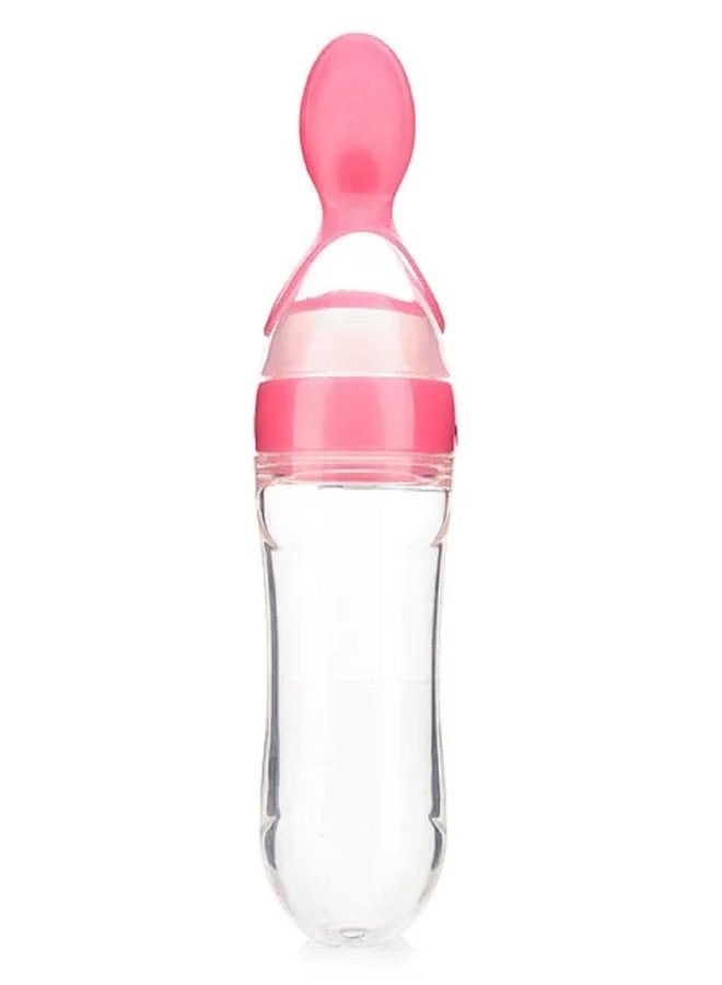 Profiklen ProfiKID Baby Squeezy Food Grade Silicone Bottle with Soft Silicon | Spoon | CeralacFeeder | Rice Paste Milk Food_Feeder 90 ML (Squeezy - Pink) (Pack of 1) - Image 3