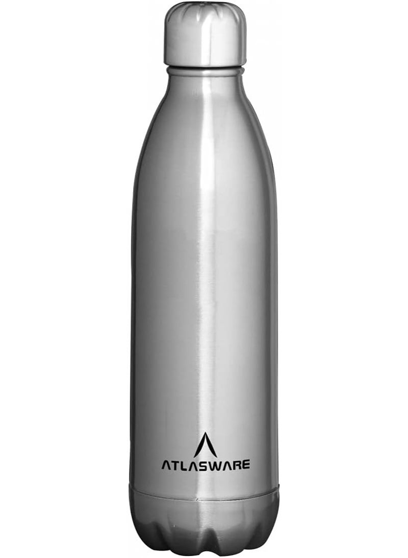 Atlasware Stainless Steel Vacuum Bottle - 500ml, Unbreakable, Silver - Image 2