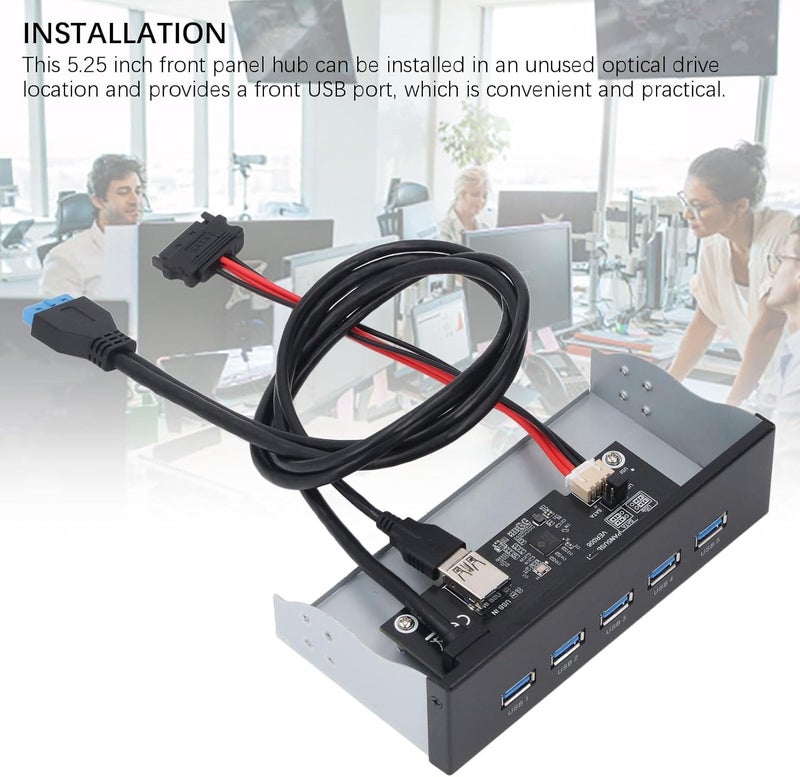 5.25 Inch Front Panel USB Hub, USB 3.2 GEN1 x 5, GL3510 Main Control, 5Gbps Interface Speed, for 8 10 2003, for OS X, for Linux - Image 5