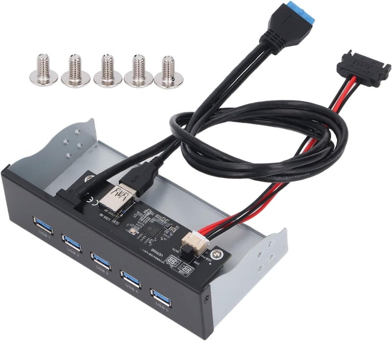 5.25 Inch Front Panel USB Hub, USB 3.2 GEN1 x 5, GL3510 Main Control, 5Gbps Interface Speed, for 8 10 2003, for OS X, for Linux - Image 1
