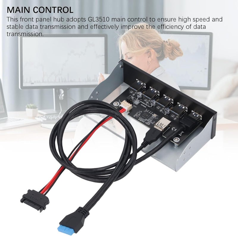 5.25 Inch Front Panel USB Hub, USB 3.2 GEN1 x 5, GL3510 Main Control, 5Gbps Interface Speed, for 8 10 2003, for OS X, for Linux - Image 4
