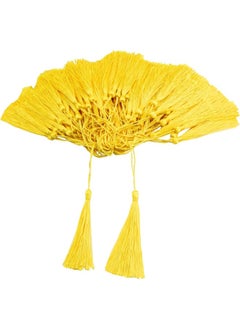 Generic 100 Pieces Light Yellow Color 13cm/5-Inch Silky Handmade Soft Tassels Floss Bookmark Tassels with 2-Inch Cord Loop for Jewelry Making, DIY Projects, Bookmarks  - Image 1