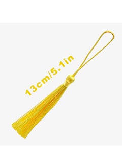 Generic 100 Pieces Light Yellow Color 13cm/5-Inch Silky Handmade Soft Tassels Floss Bookmark Tassels with 2-Inch Cord Loop for Jewelry Making, DIY Projects, Bookmarks  - Image 2