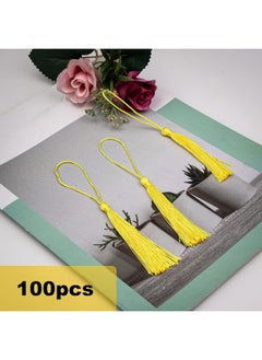 Generic 100 Pieces Light Yellow Color 13cm/5-Inch Silky Handmade Soft Tassels Floss Bookmark Tassels with 2-Inch Cord Loop for Jewelry Making, DIY Projects, Bookmarks  - Image 3