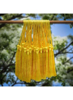 Generic 100 Pieces Light Yellow Color 13cm/5-Inch Silky Handmade Soft Tassels Floss Bookmark Tassels with 2-Inch Cord Loop for Jewelry Making, DIY Projects, Bookmarks  - Image 4