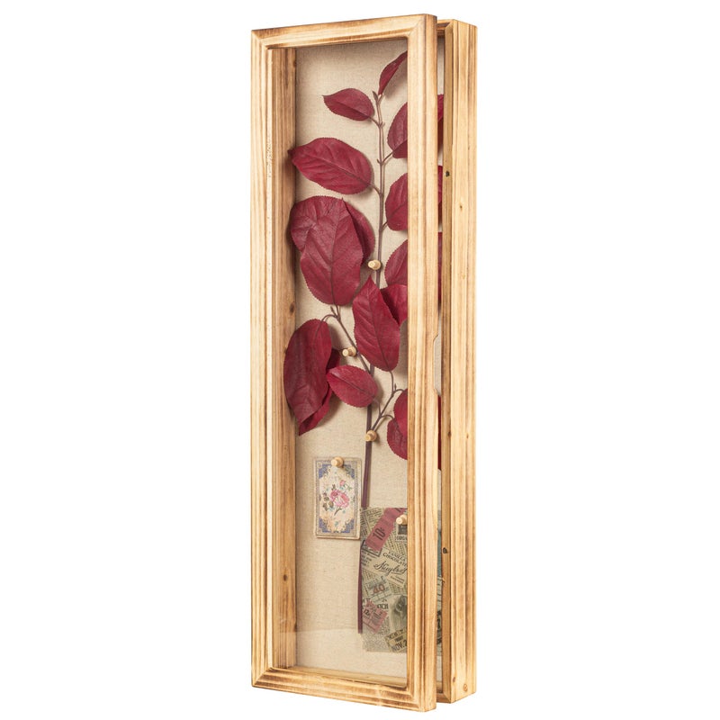 Freezing point Shadow Box Frame 8x25 Flower Shadow Box Pin Display Case Cabinet Picture Frame with Linen Back Memorabilia Awards Medals Badge Bouquet Wedding Memory Box for Keepsakes Long - Image 1