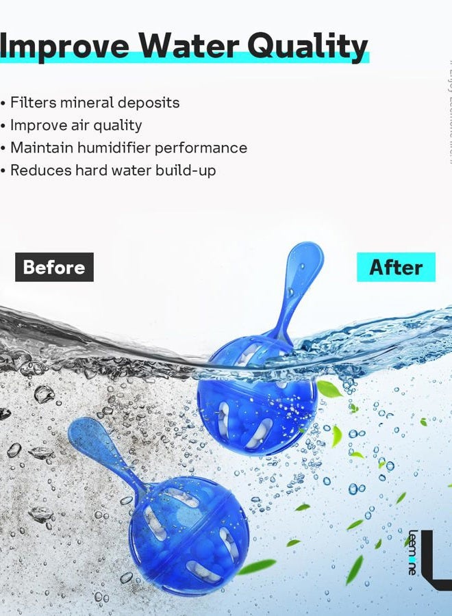 Leemone Humidifier Cleaner 12 Pack, Demineralization Cleaning Ball, Works in All humidifiers and Fish Tanks, Purifies Water, Prevents Hard Water Build-Up, Eliminates White Dust and Odor - Image 4