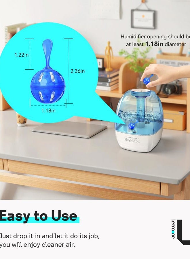 Leemone Humidifier Cleaner 12 Pack, Demineralization Cleaning Ball, Works in All humidifiers and Fish Tanks, Purifies Water, Prevents Hard Water Build-Up, Eliminates White Dust and Odor - Image 2