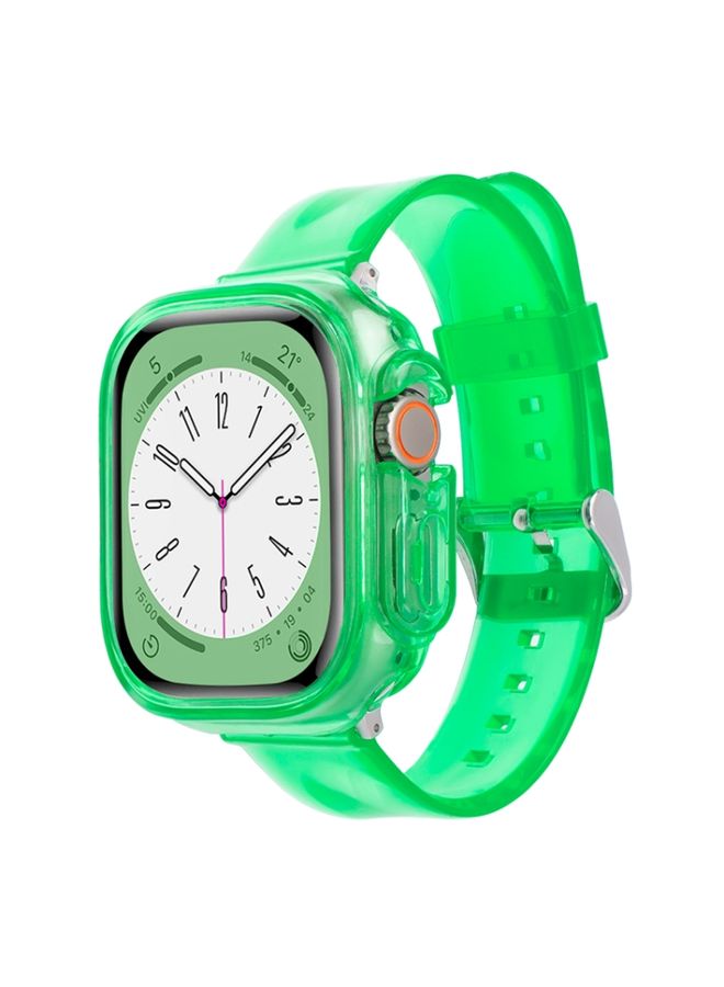 HuHa Protective Cover For Apple Watch Ultra 49mm Glacier Jelly Clear TPU Case Watch Band(Emerald Green)