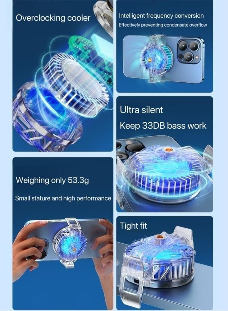 Loquat Phone and Pad Cooler RGB Phone Cooling Fan with Semi Conductor Cooling Chip Ultra Silent Universal Cellphone Tablets Radiator for Tiktok Live Streaming Mobile Gaming Shoot Video White - Image 4
