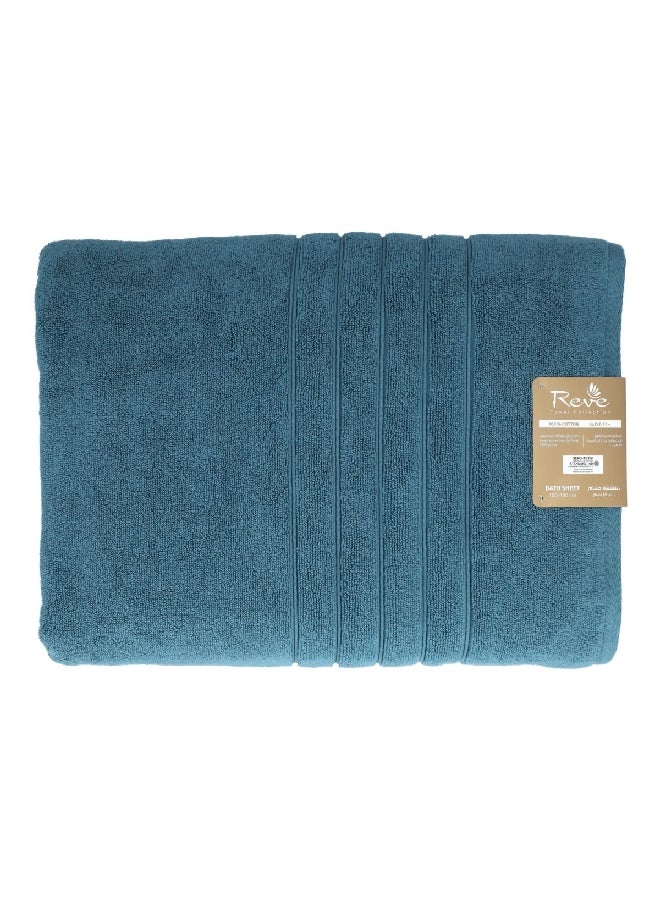REVE Borabora Luxurious Highly Absorbent Cotton Bath Sheet Blue 100 x 180 cm  - Image 4