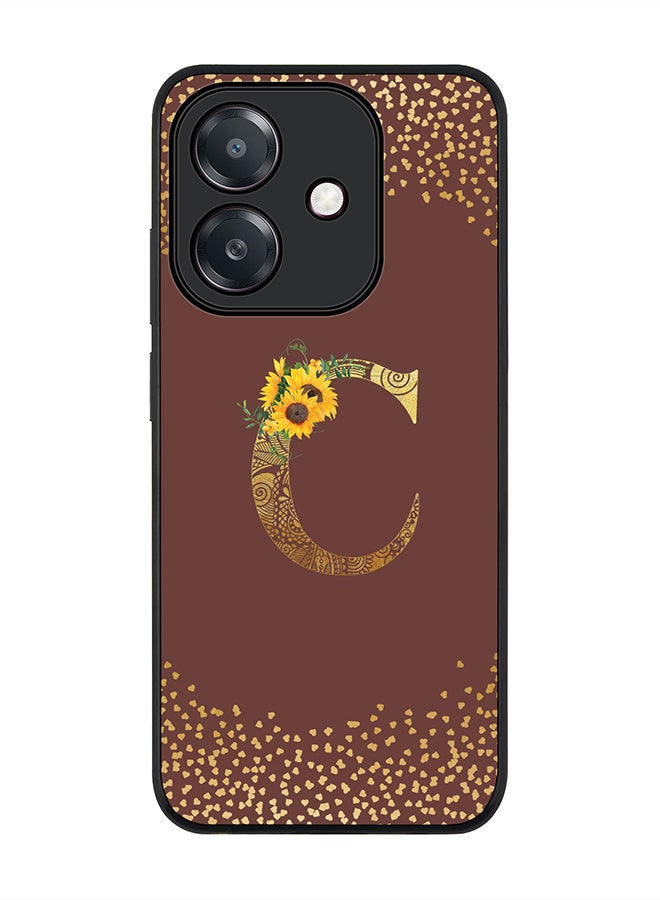 Stylizedd For Oppo A3x 4G / A3 4G Case,Slim fit Camera Protection, Shockproof Thin Phone cover - Custom Floral Monogram - C (Brown ) - Image 1