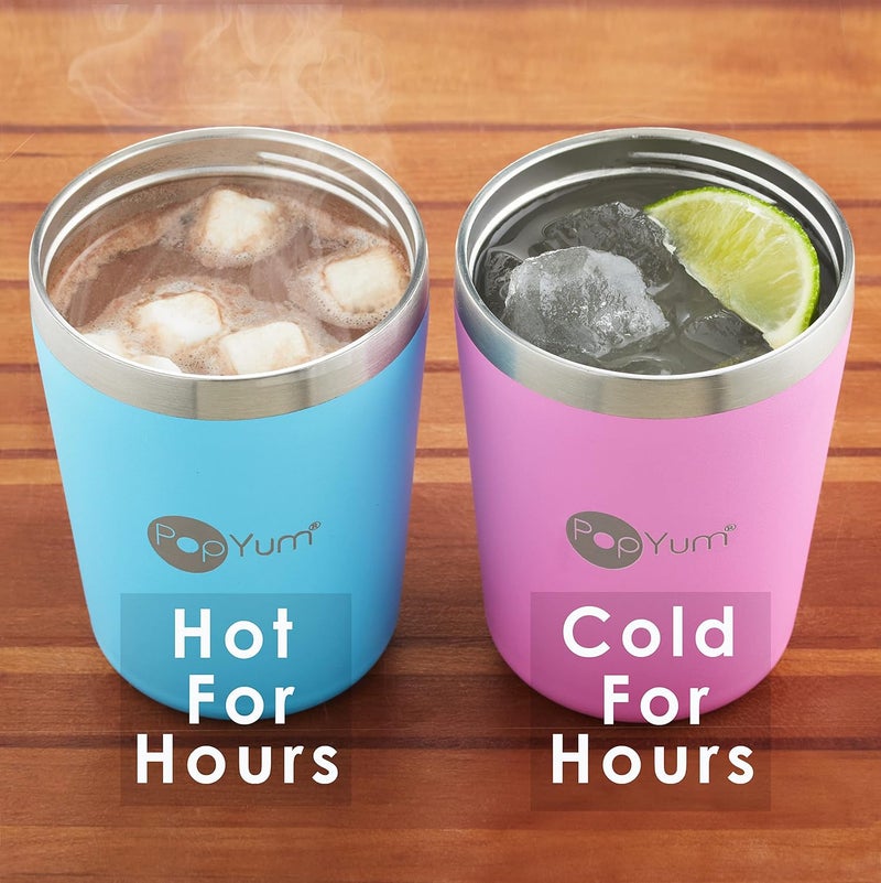 PopYum 9oz Insulated Stainless Steel Kids Cups with Lid and Straw 2Pack Blue Green stackable sippy baby child toddler tumbler double wall vacuum leak proof - Image 5
