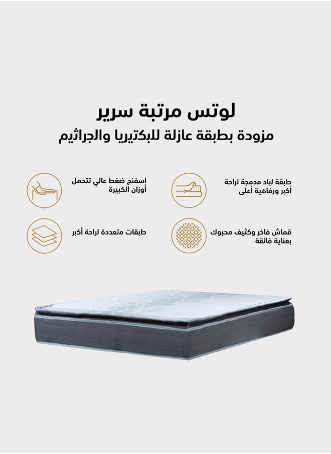 أمريكان بولو لوتس | مرتبة سرير متعددة الطبقات 13 طبقة ارتفاع 29 سم قياس كينج - 190x200 سم - رمادي غامق  - Image 2