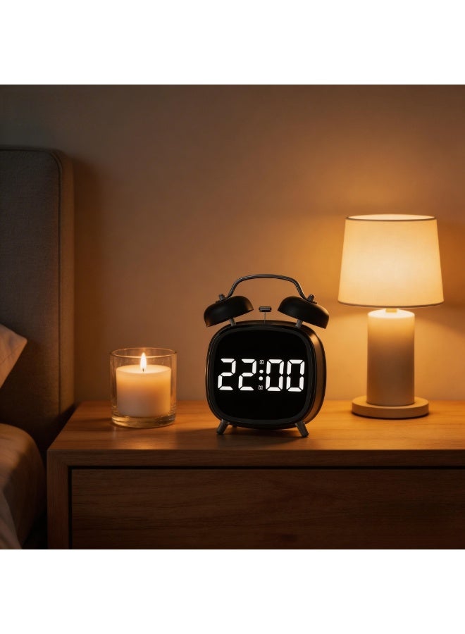 Classic Dual Bell Electronic Clock, Digital Alarm Clock for Heavy Sleepers, Easy-to-Read Large Display, Durable Plastic Design, Suitable for Bedroom and Home Office, Fashionable Modern Style - Image 4