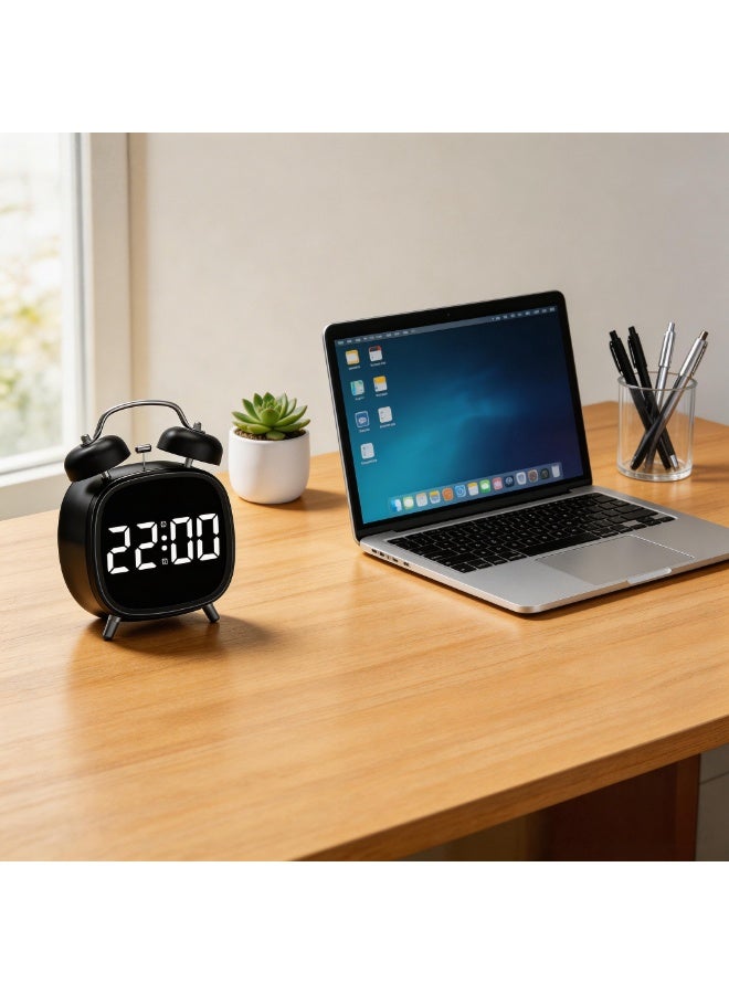Classic Dual Bell Electronic Clock, Digital Alarm Clock for Heavy Sleepers, Easy-to-Read Large Display, Durable Plastic Design, Suitable for Bedroom and Home Office, Fashionable Modern Style - Image 3