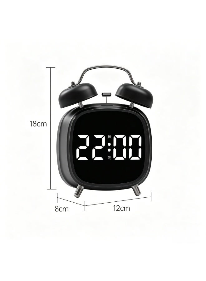 Classic Dual Bell Electronic Clock, Digital Alarm Clock for Heavy Sleepers, Easy-to-Read Large Display, Durable Plastic Design, Suitable for Bedroom and Home Office, Fashionable Modern Style - Image 2