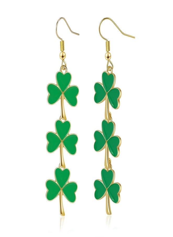 Joyline St. Patrick's Day Earrings for Women Irish Shamrock Acrylic Dangle Earrings Green Clover Accessories Good Luck Hoop Earrings (Dark Green) - Image 1