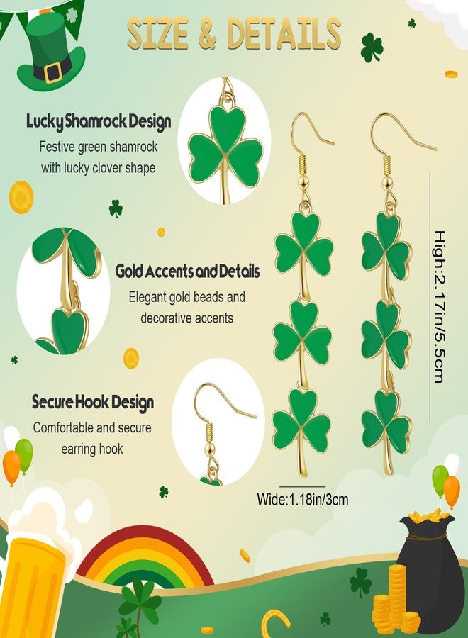 Joyline St. Patrick's Day Earrings for Women Irish Shamrock Acrylic Dangle Earrings Green Clover Accessories Good Luck Hoop Earrings (Dark Green) - Image 2