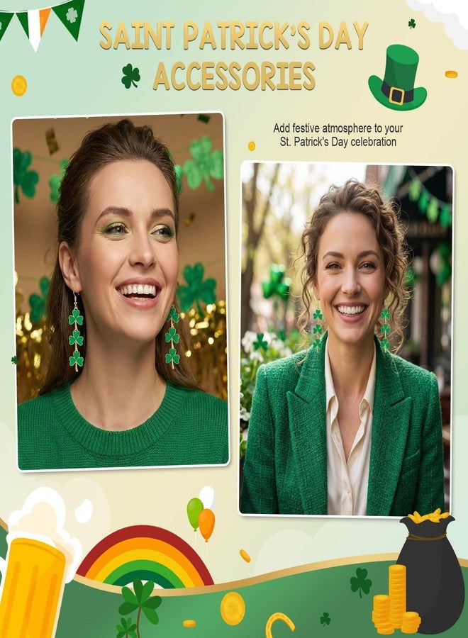 Joyline St. Patrick's Day Earrings for Women Irish Shamrock Acrylic Dangle Earrings Green Clover Accessories Good Luck Hoop Earrings (Dark Green) - Image 5