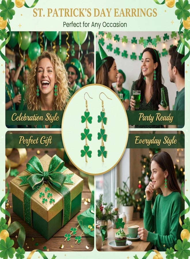 Joyline St. Patrick's Day Earrings for Women Irish Shamrock Acrylic Dangle Earrings Green Clover Accessories Good Luck Hoop Earrings (Dark Green) - Image 3