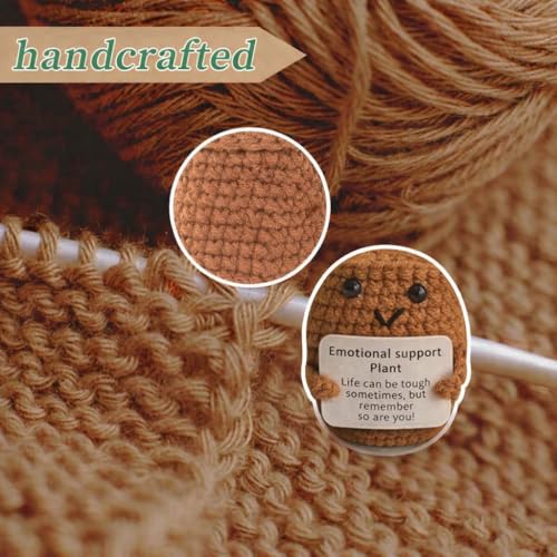Vendola 12CM Height Valentine’s Day Emotional Support Crochet Flower Plant, Handmade Cute Desk Decor with Positive Message, Aesthetic Gift for Home, Office, Loved Ones & Couples & Car (Baby Pink) - Image 5